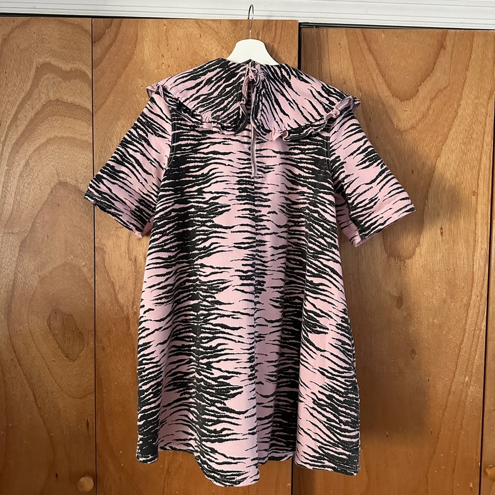 Ganni pink and black mini denim dress - Picture 2 of 4